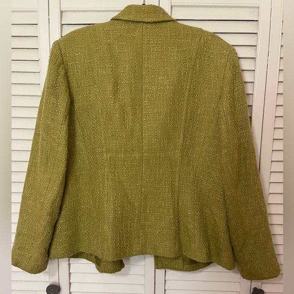 Vintage Talbots Apple Green Tweed Textured Blazer Size 16 - Picture 3 of 5